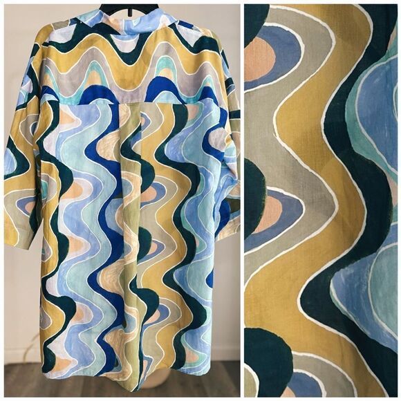 ZARA PRINTED LONGLINE BLOUSE - Picture 9 of 10